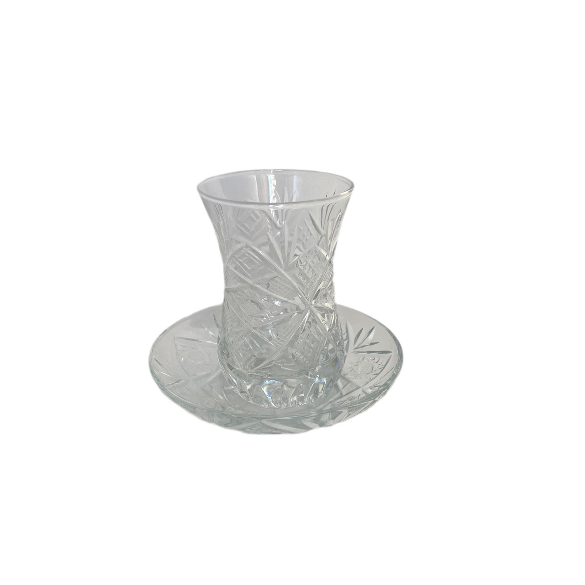 12 PCs Transparent Tea Cups With Saucers Set