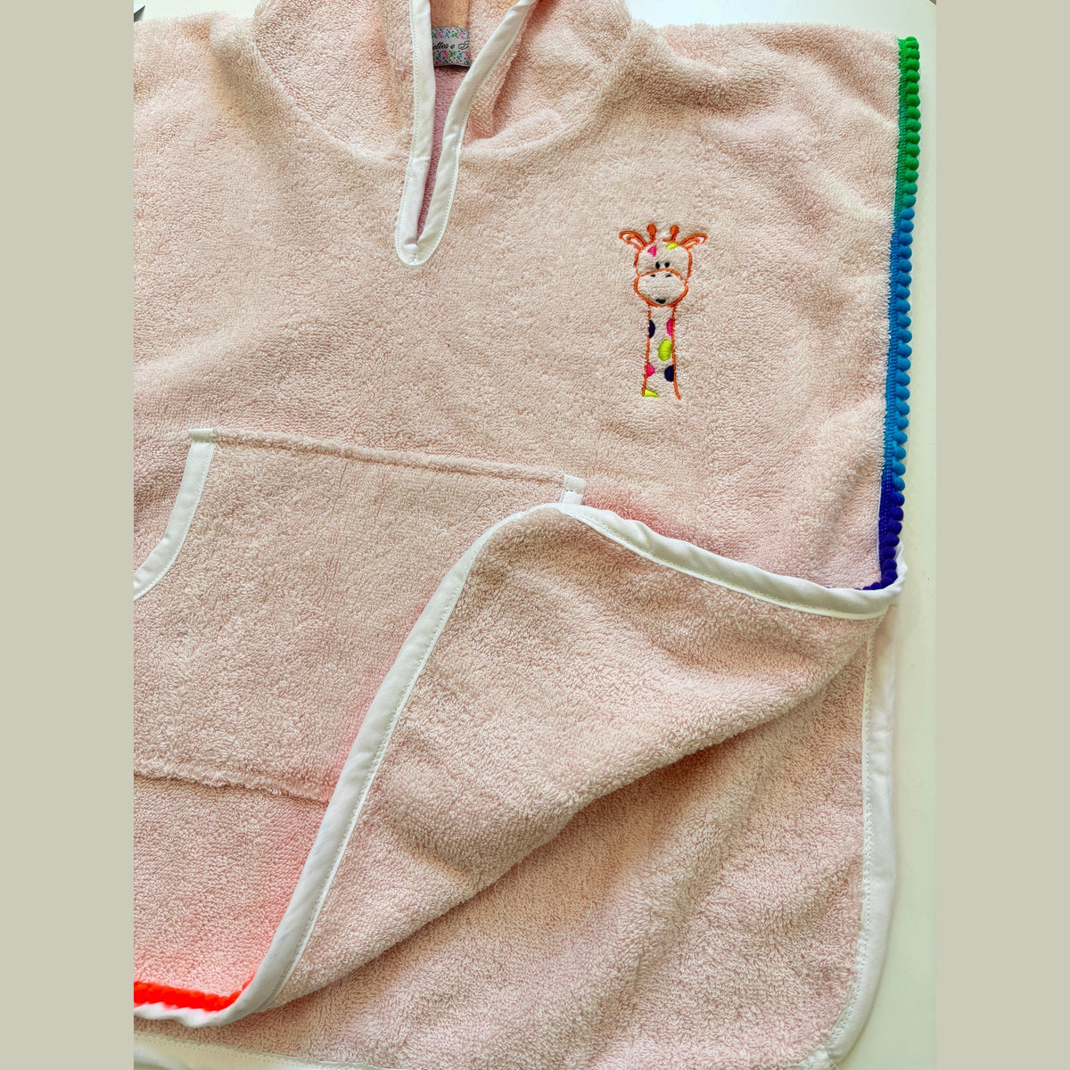 Pink Giraffe Hooded Poncho Towel