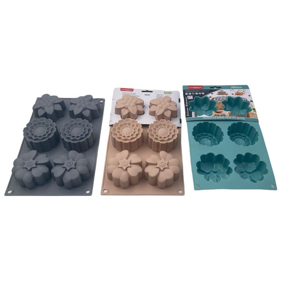 Silicone 6 pcs Multi Flowers Mold 27.5x17x4cm