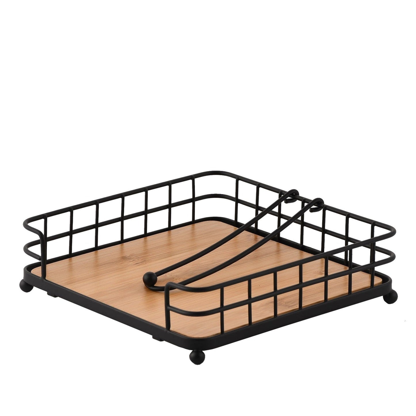 Dosthoff Iron Grid Napkin Holder with Bamboo MB07