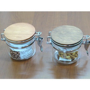 Acrylic Round Jar with wooden lid; 0.4 lt
