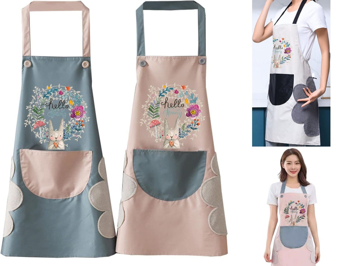 Hello Spring Water Proof Apron with 2 Side Towels