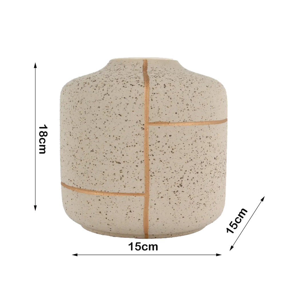 Danny Home Decorative ceramic vase 18cm – Beige and Gold