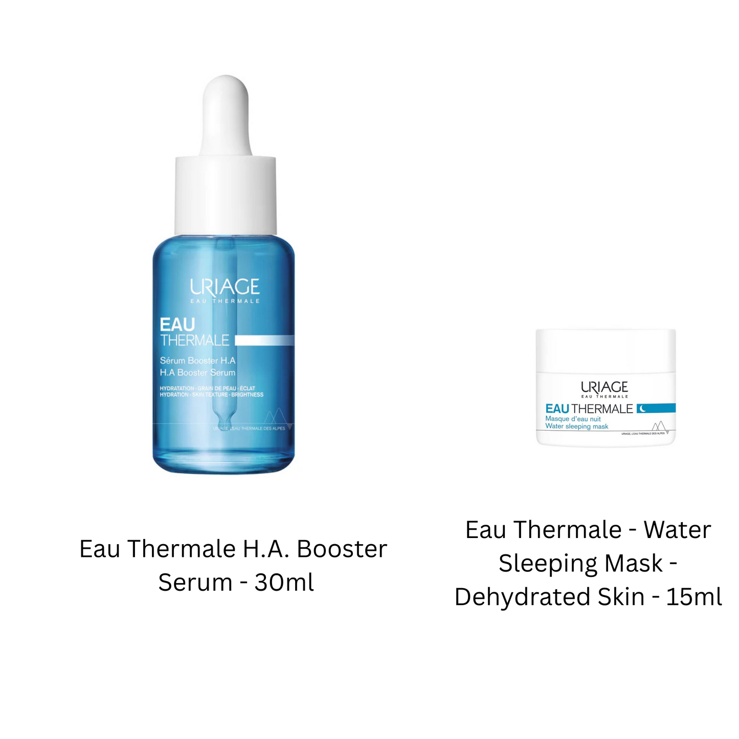 Uriage Eau Thermale H.A. Booster Serum - 30ml + FREE Eau Thermale - Water Sleeping Mask - Dehydrated Skin - 15ml