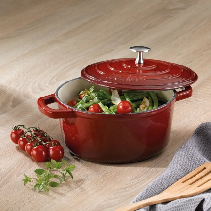 Kela Roasting Round Tray Cast Iron Red 3.8L