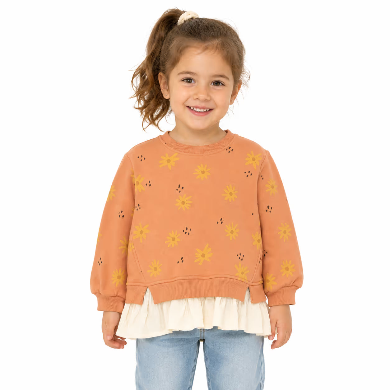Zara Girl's Peach With Flowers Printed Sweatshirt | Zara in Lebanon