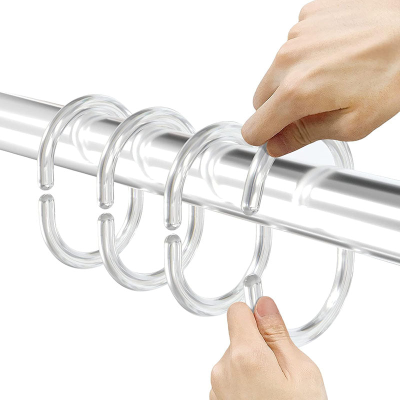12 Rings Clear Acrylic Shower Curtain Rings Transparent Shower Hooks for Bathroom Curtains - Image 4