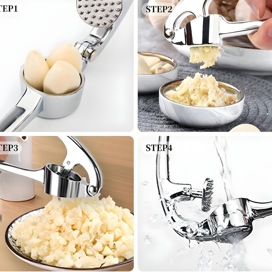 Premium Stainless Steel Garlic Press – Heavy-Duty Ergonomic Crusher & Kitchen Tool