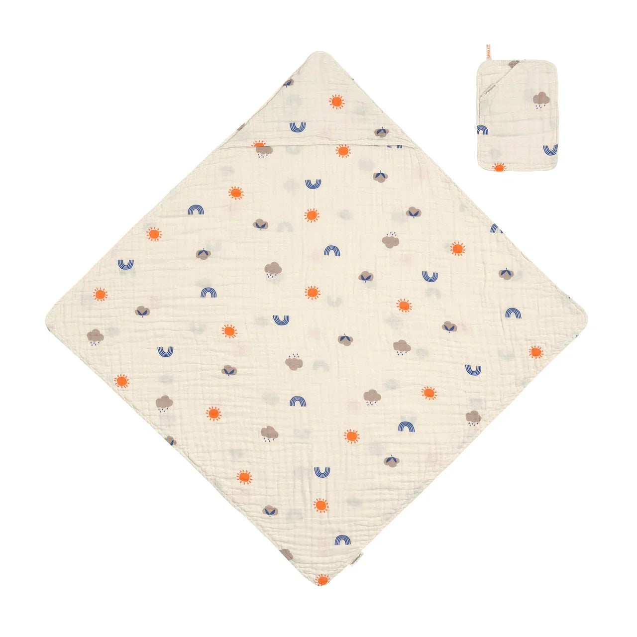 Lassig - Muslin Set - Hooded Towel , Wash Glove - Nature Beige