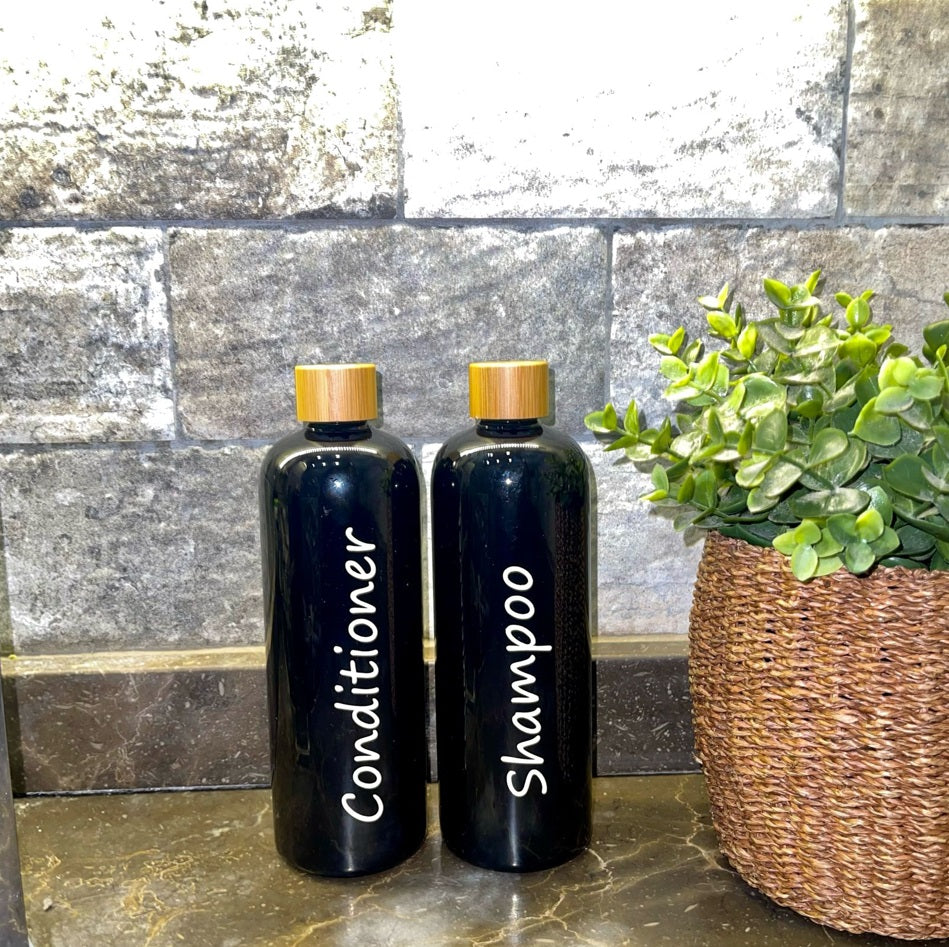 Black Bottle W/ Bamboo Cap