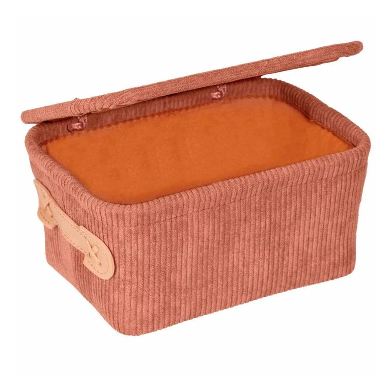 Anela bathroom basket with lid, old pink By Wenko.de
