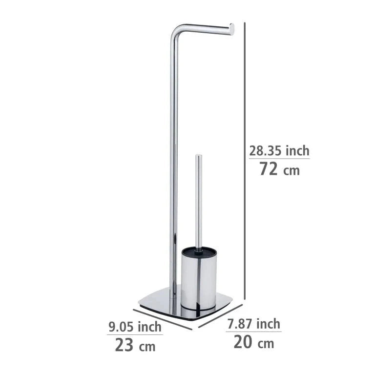 Freestanding toilet set model Iria, chrome, with toilet paper holder and toilet brush By Wenko.de