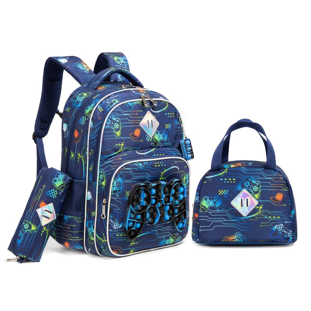 (NET) Meetbelify Elementary Backpack With Lunch Box & Pencil Bag Set Of 3 Pcs