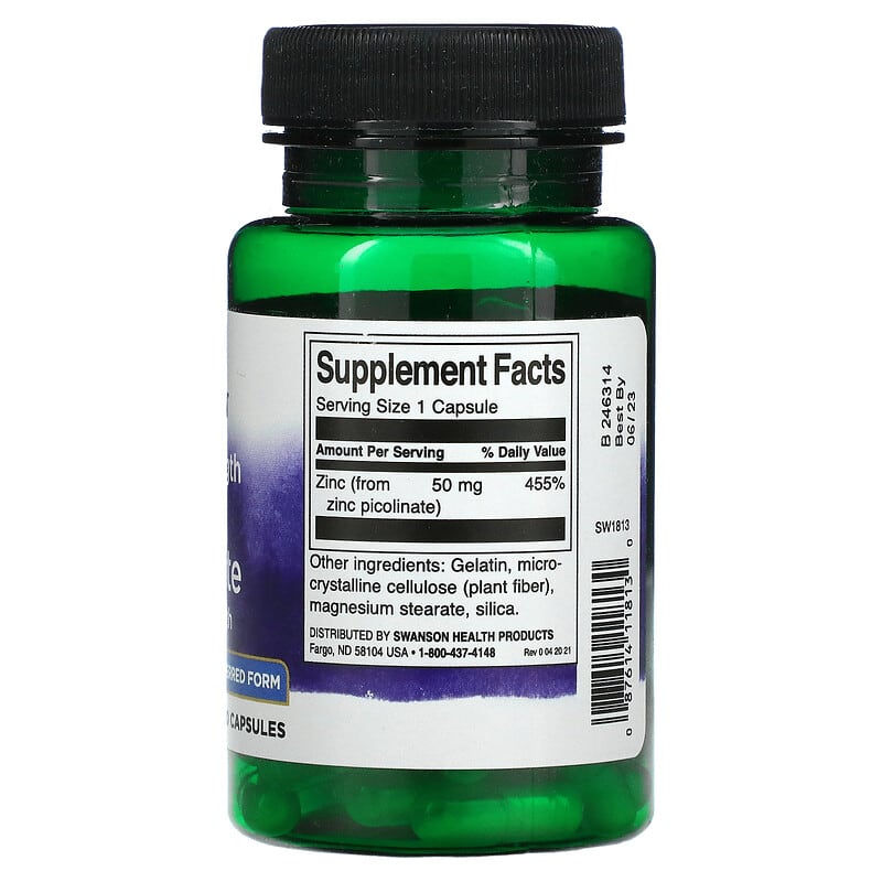 Swanson, Extra Strength Zinc Picolinate, 50 mg, 60 Capsules - Medaid International