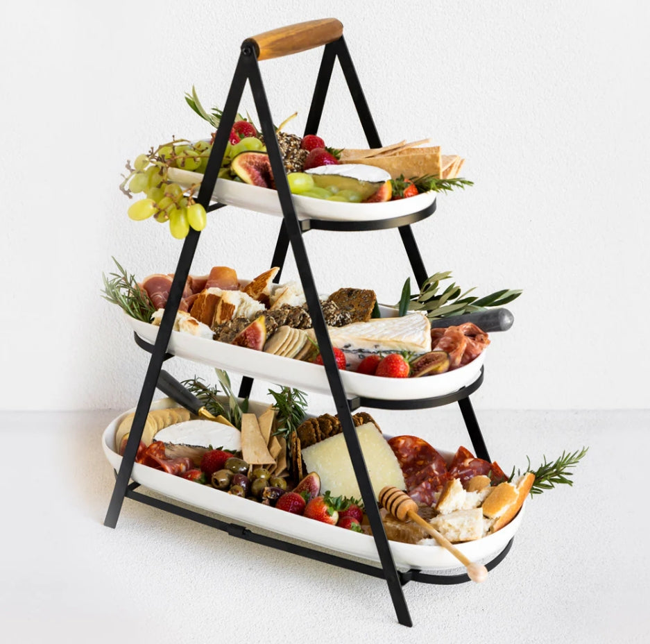 Danny Home 3-Tier Ceramic Serve & Share Service Tower