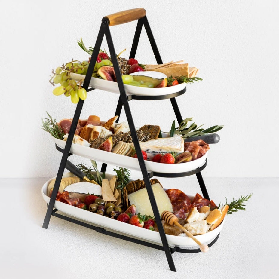 Danny Home 3-Tier Ceramic Serve & Share Service Tower