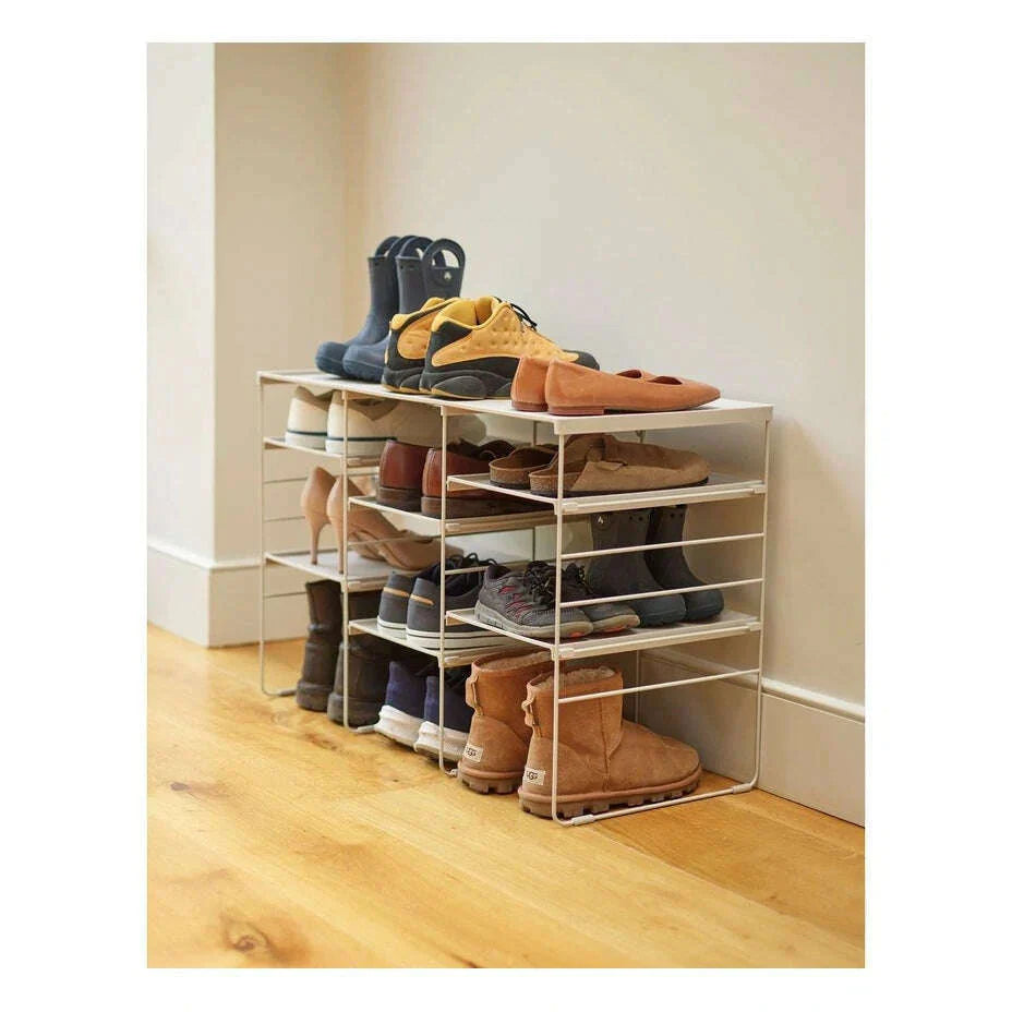 Level Plus Adjustable Triple Shoe Rack in Ecru - Medaid International