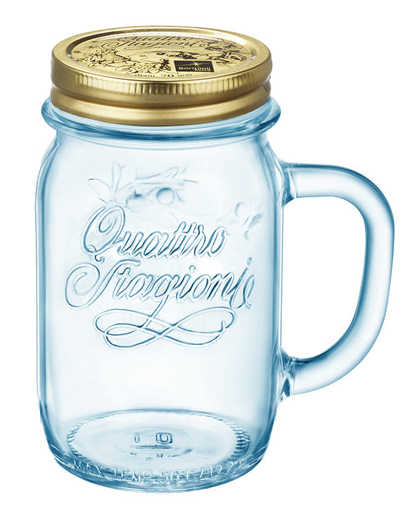 Bormioli rocco quattro stagioni blue jar with handle 41cl