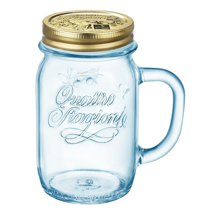 Bormioli rocco quattro stagioni blue jar with handle 41cl