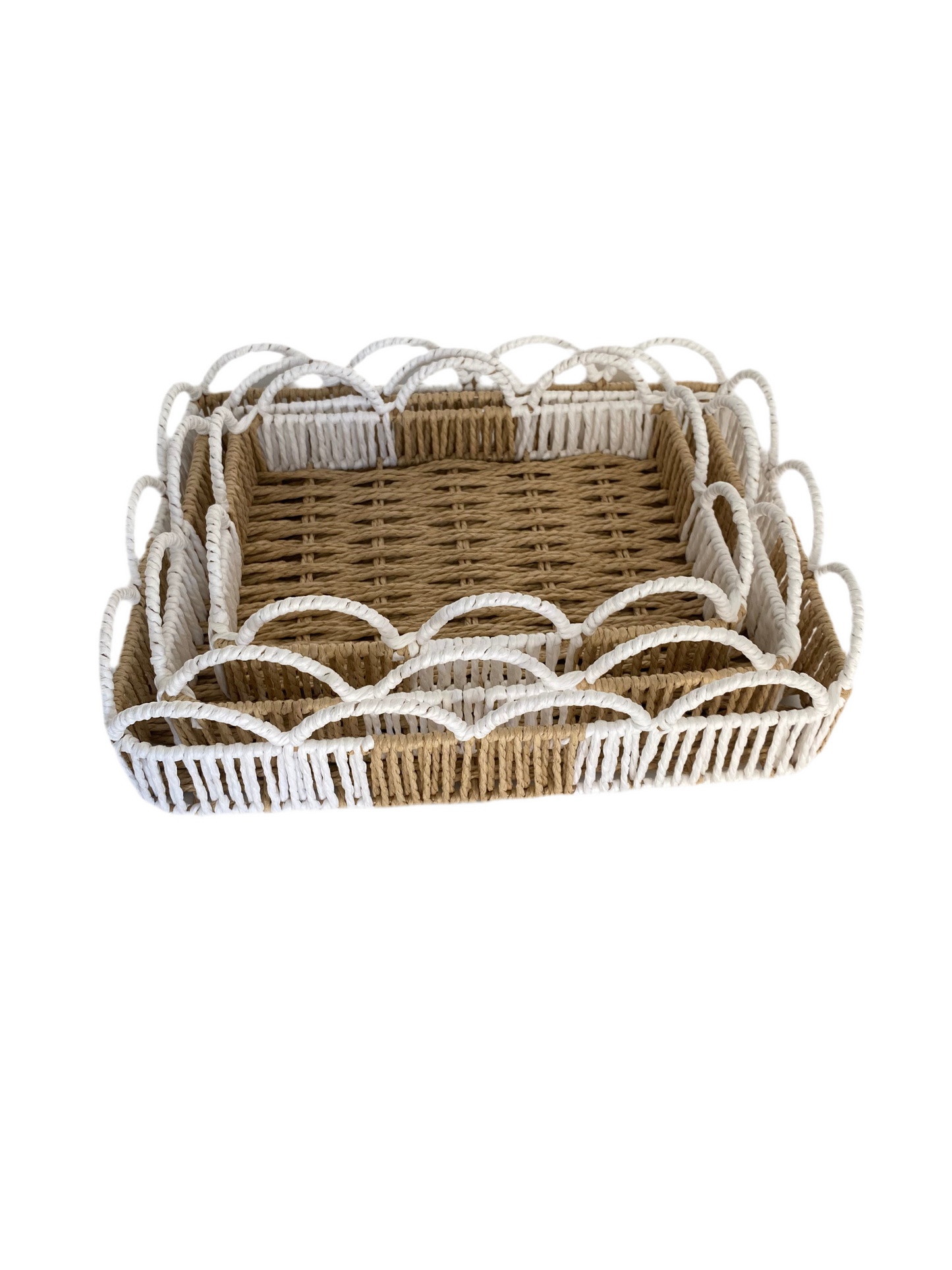 3 PCs Rectangular HandWoven Jute Basket Set With Side Grips