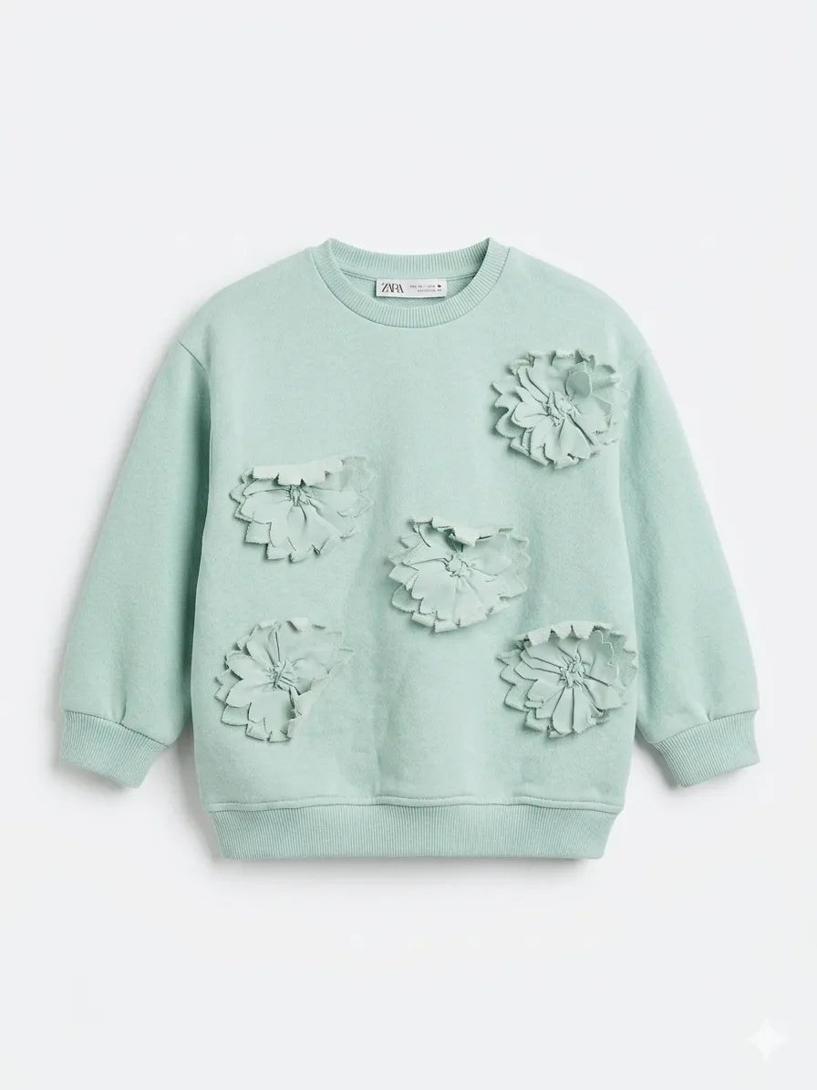 Zara Girl's Light Aqua Floral Blouse | Zara In Lebanon