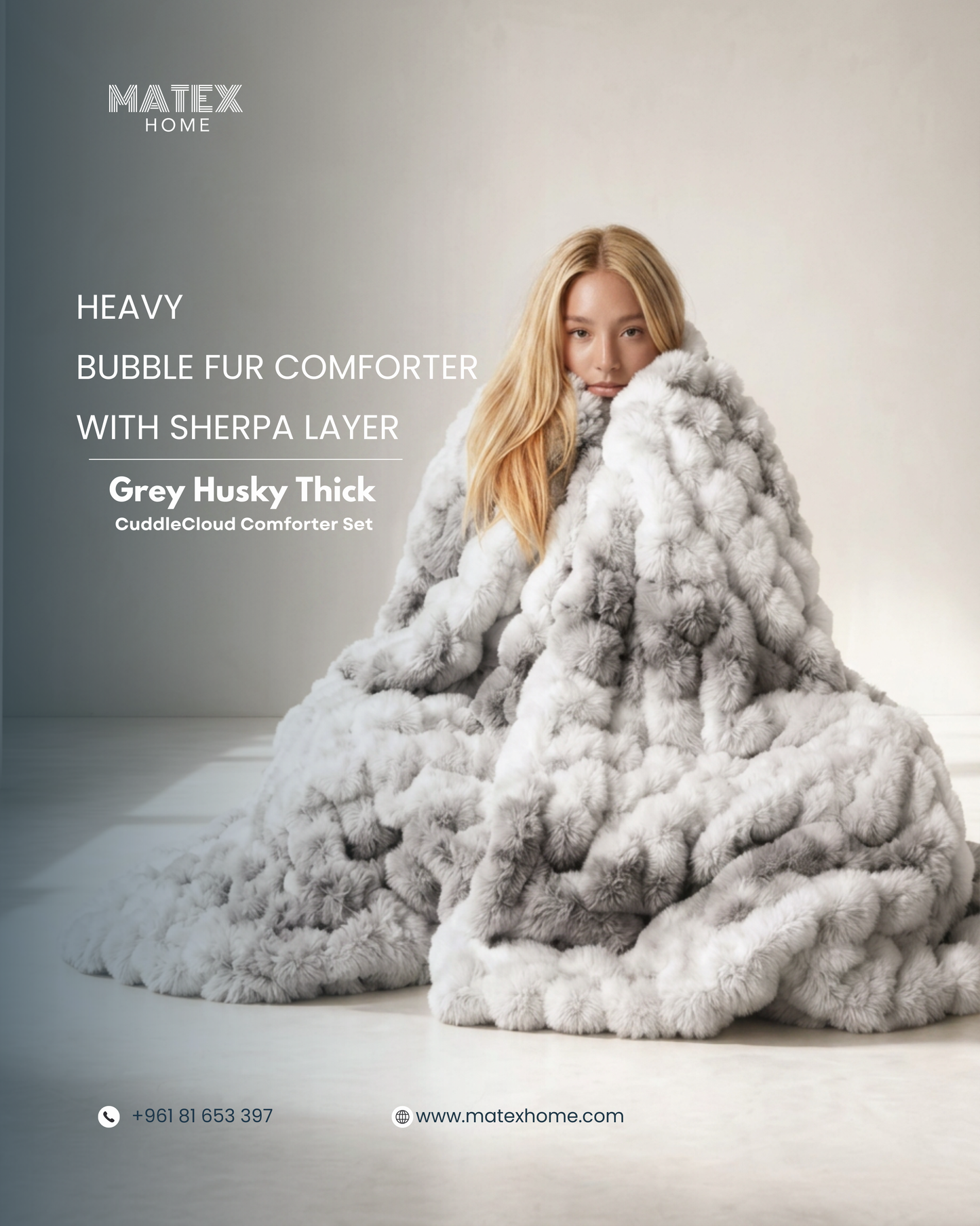 King Size Grey Husky Thick CuddleCloud Comforter Set
