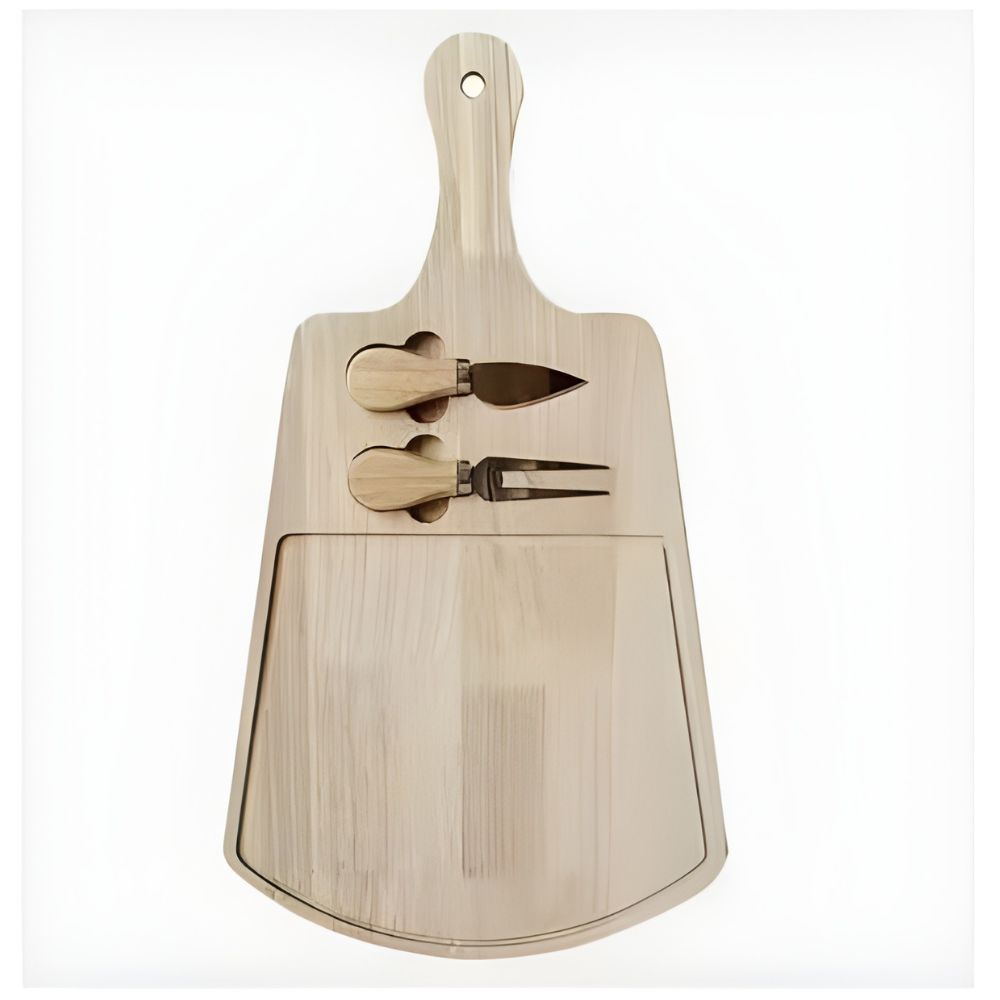 Wooden Cheese board Serving Tray With Cheese Fork & Knife