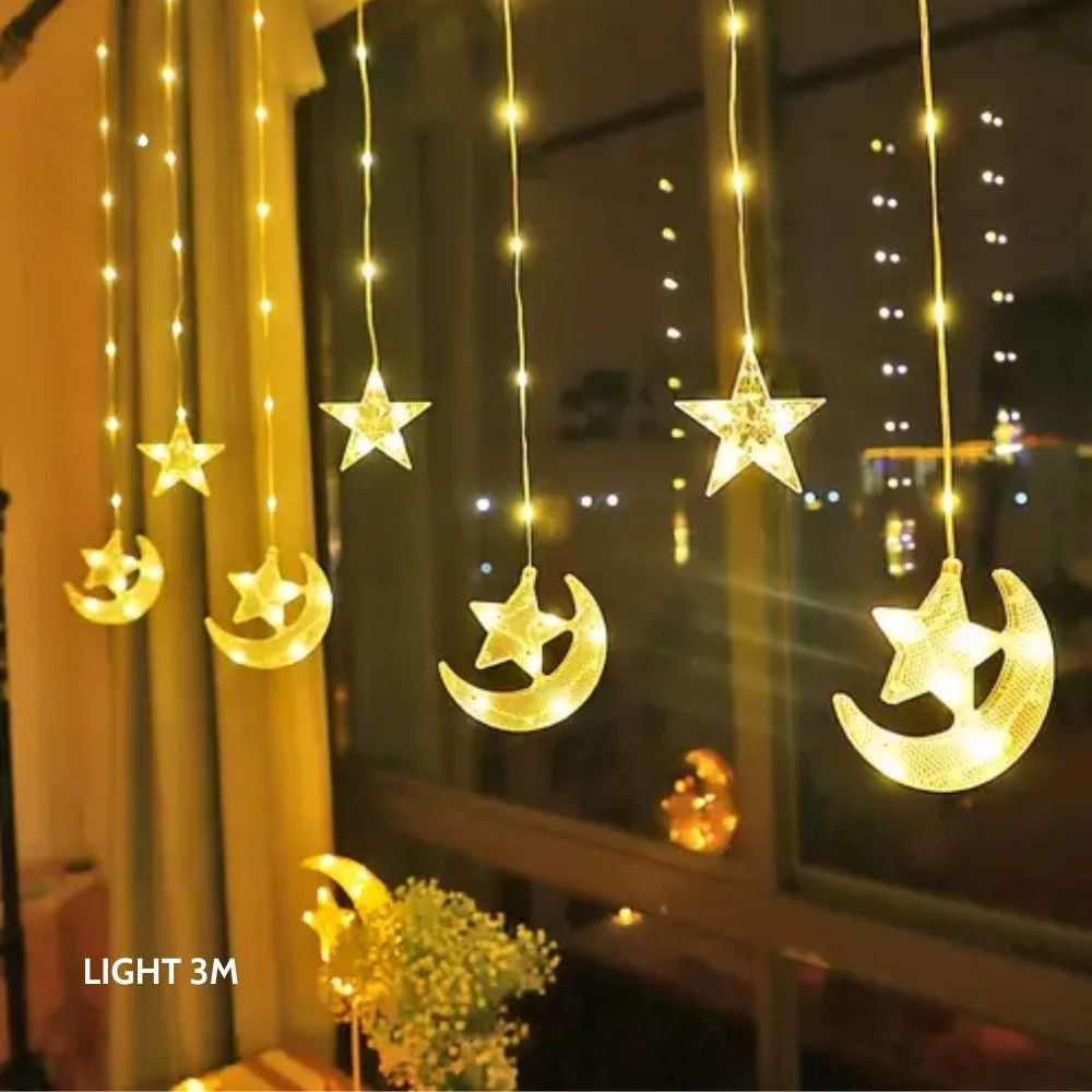 (Net) 3M Ramadan Decoration Moon Star Curtain String Light