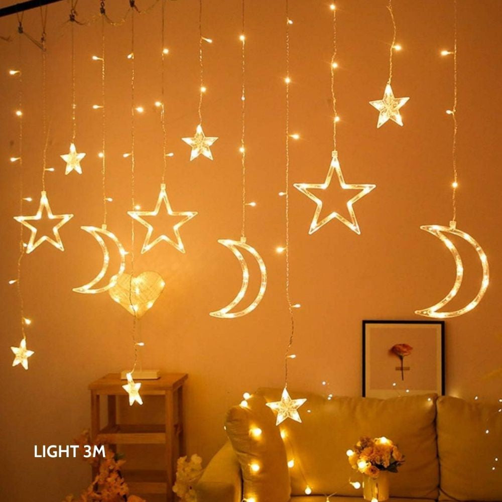 (Net) 3M Star and Moon Curtain String Light
