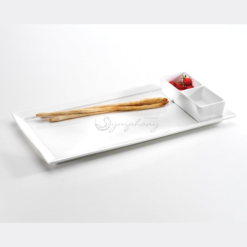Symphony rectangular tray with dip division - Ø:40cm
