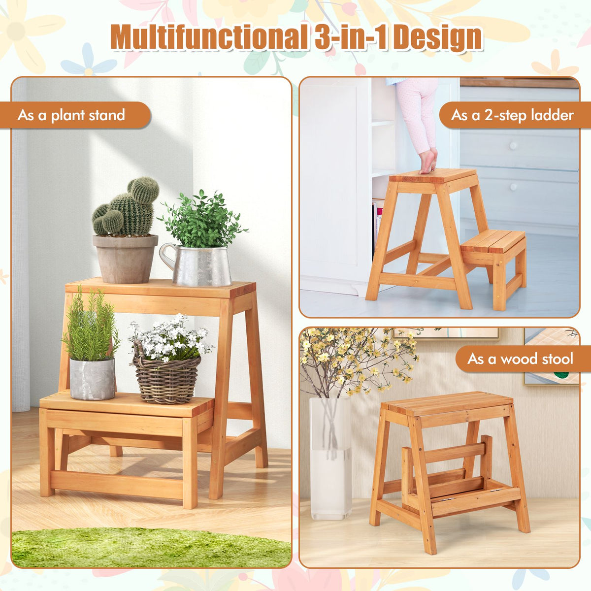 Costway Multipurpose 2-Tier Folding Step Stool