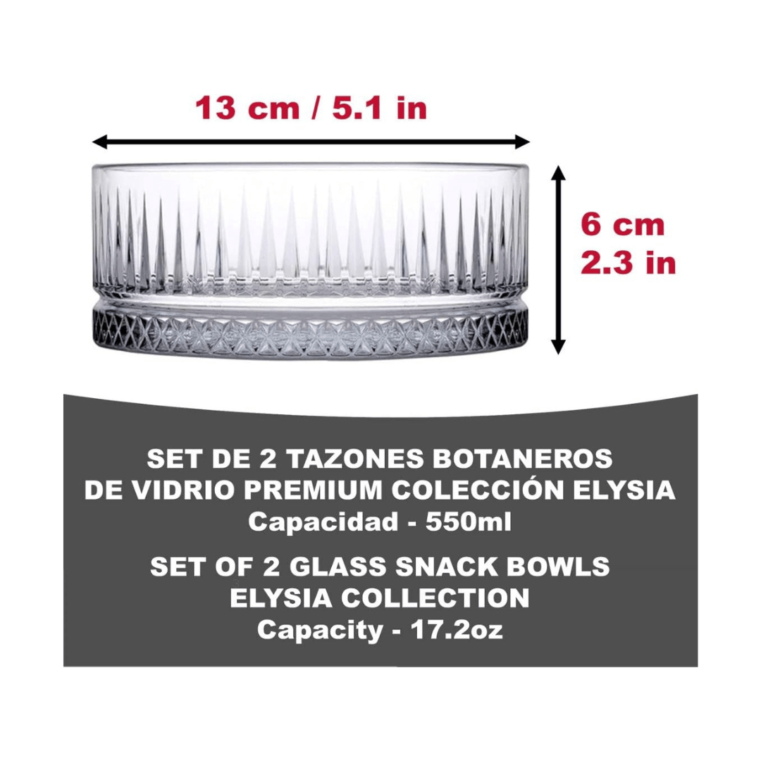 2-Piece Glass Snack Bowl Set 510ML