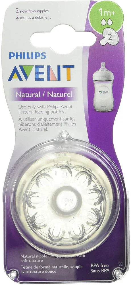 Avent - 2 Natural Teats 2.0 - Slow 2 Holes - 1m+