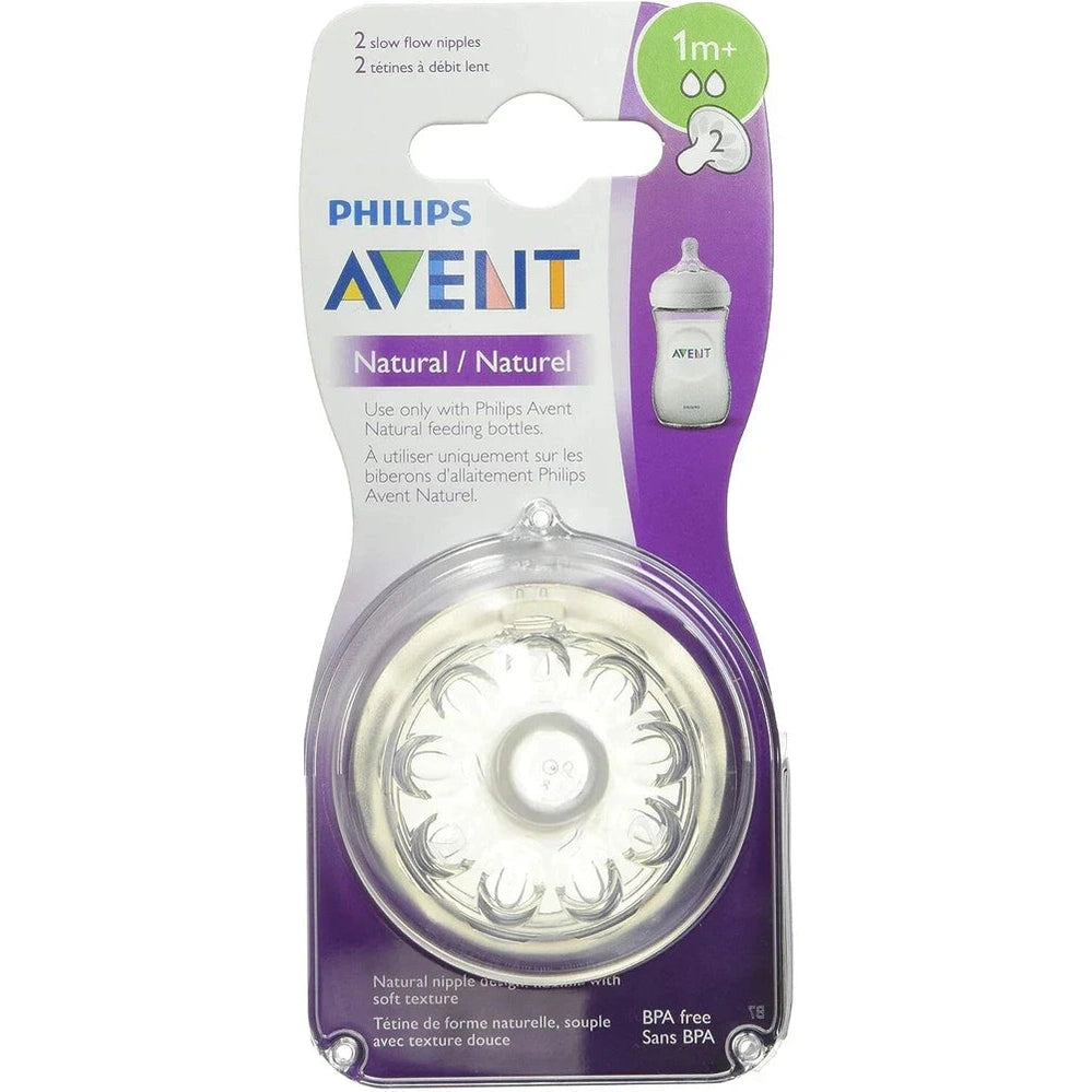 Avent - 2 Natural Teats 2.0 - Slow 2 Holes - 1m+