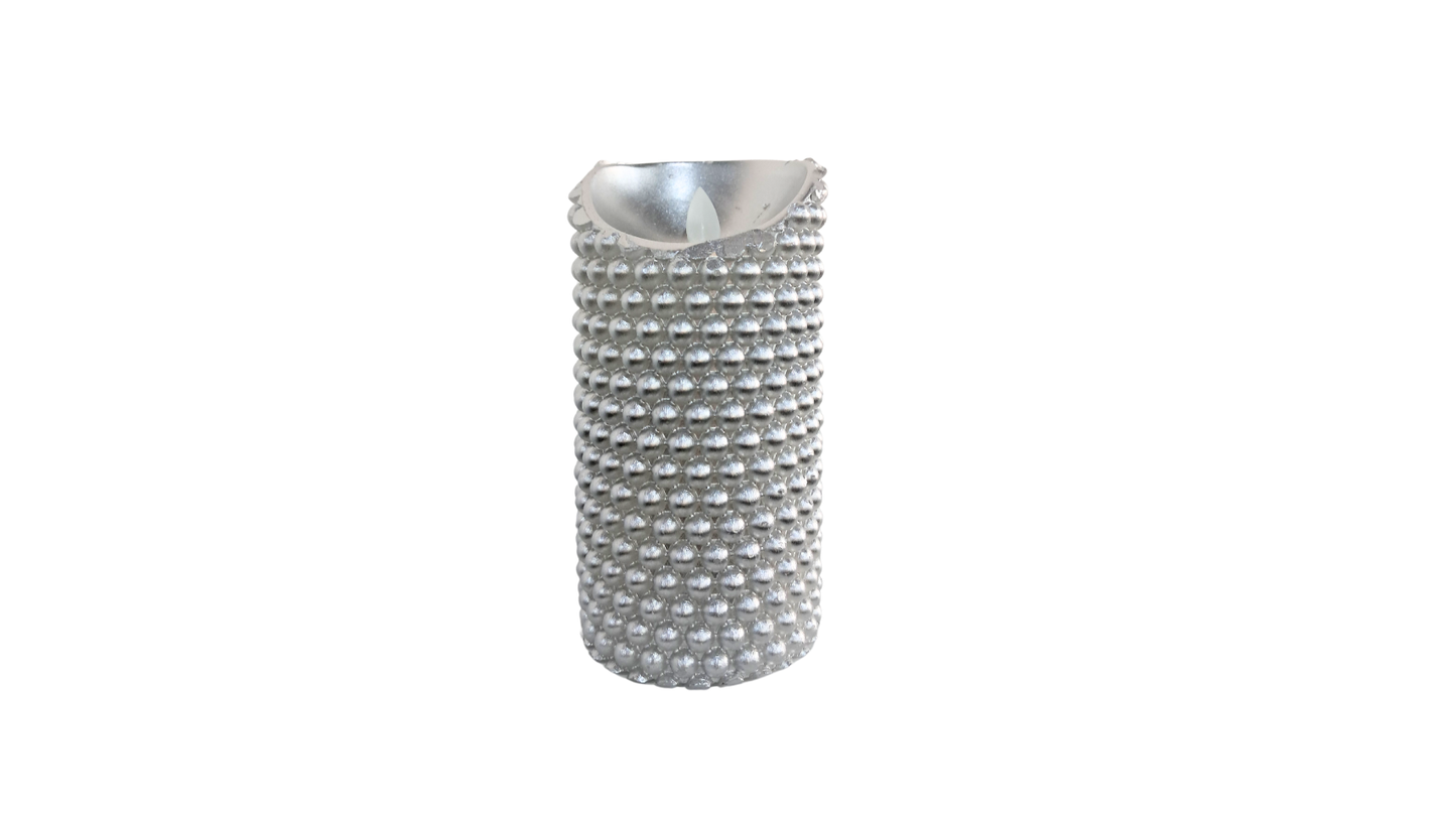 LED Candle Silver Pearls Large