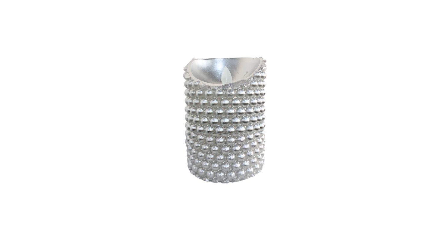 LED Candle Silver Pearls Small