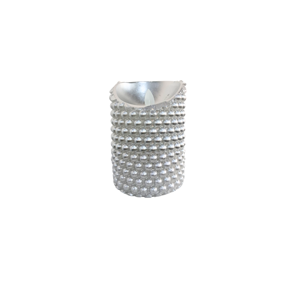 LED Candle Silver Pearls Small
