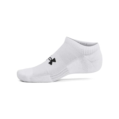 Under Armour Unisex-Adult Training Cotton No Show Socks 3 Pack, (100) White/White/Black, Large - Medaid International