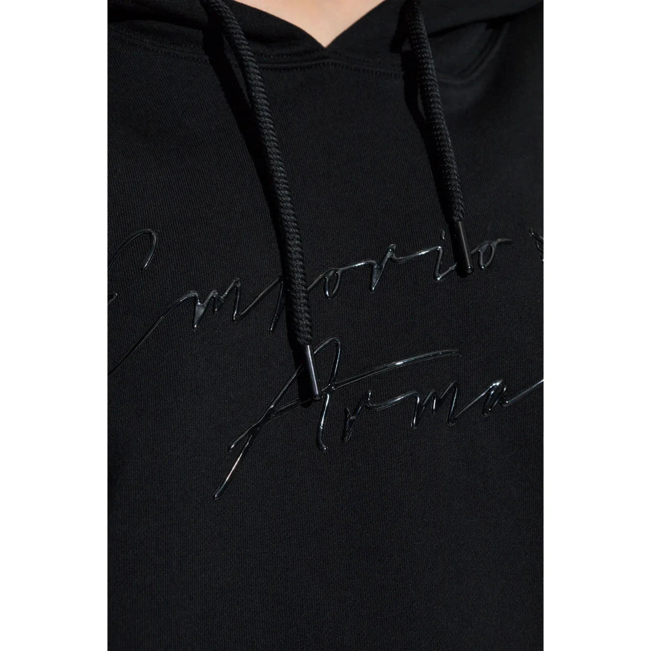 Emporio Armani Women's Black Raised Rubber Logo Hoodie | Emporio Armani In Lebanon