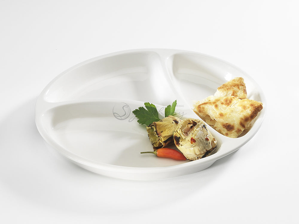 Symphony round plate 3 division - (L:28XW:24XH:3cm)