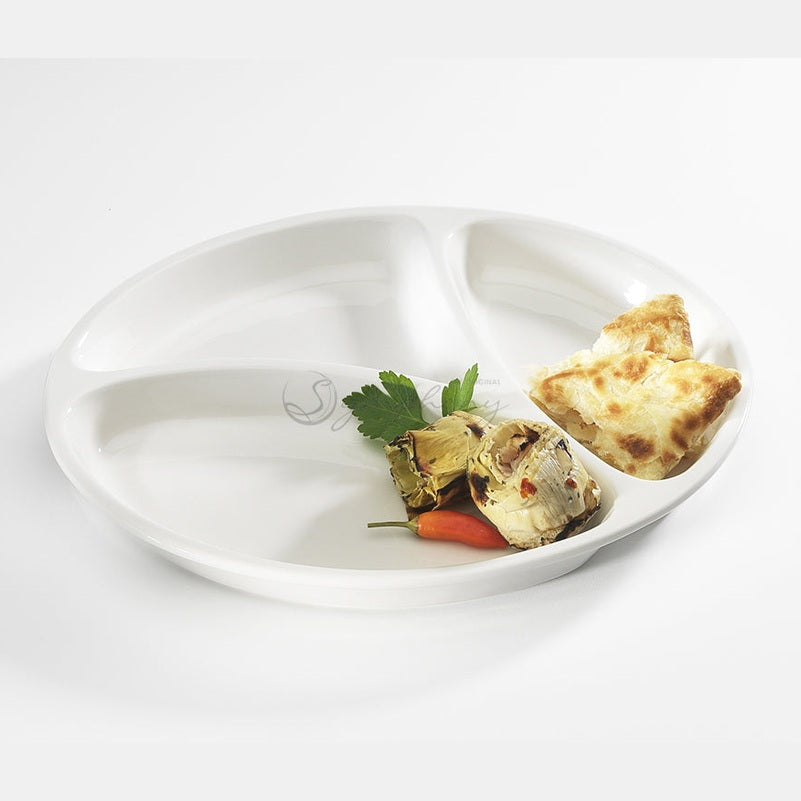 Symphony round plate 3 division - (L:28XW:24XH:3cm)