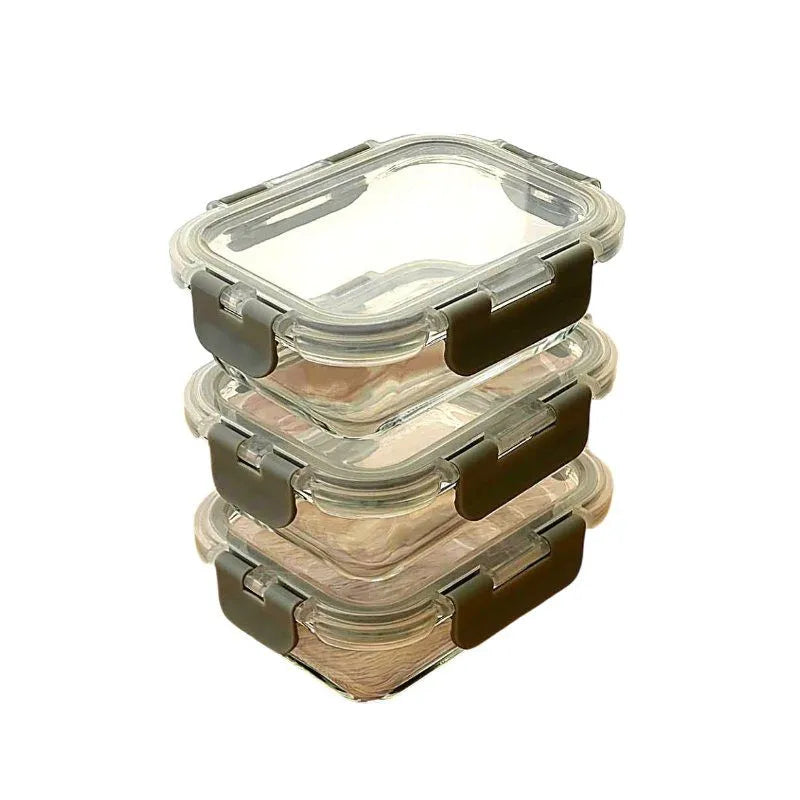 Luxe & Willow Glass Food Container 3pack 370ml Rectangle light Grey