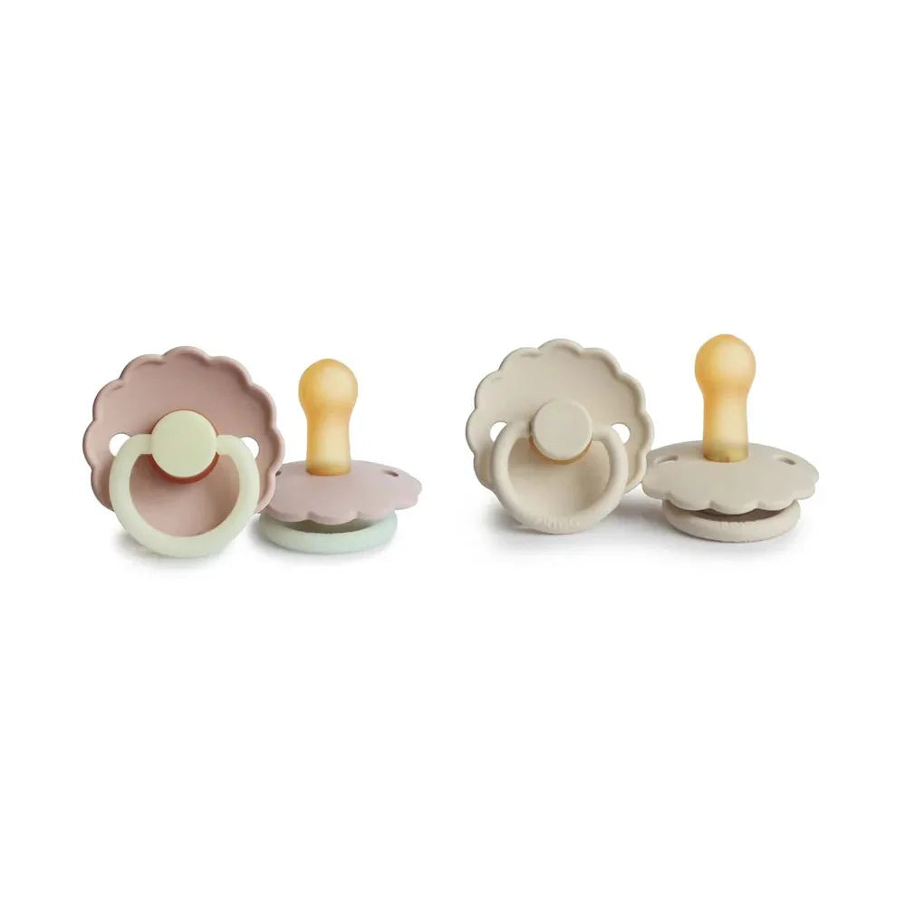 FRIGG Daisy Latex Pacifier 6-18M 2-pack Biscuit/Cream