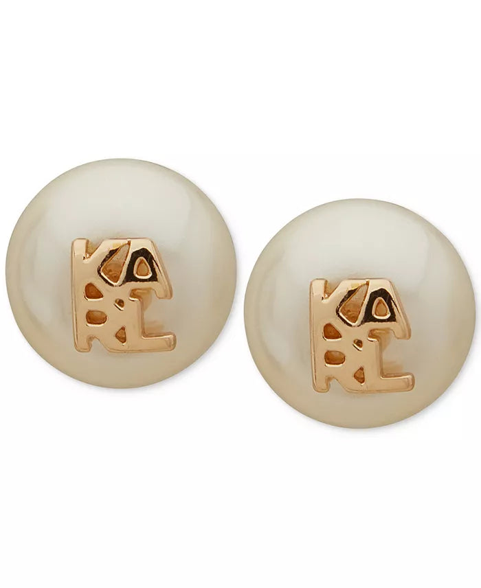 Karl Lagerfeld Paris Women's Imitation-Pearl Logo Stud Earrings | Karl Lagerfeld Paris In Lebanon