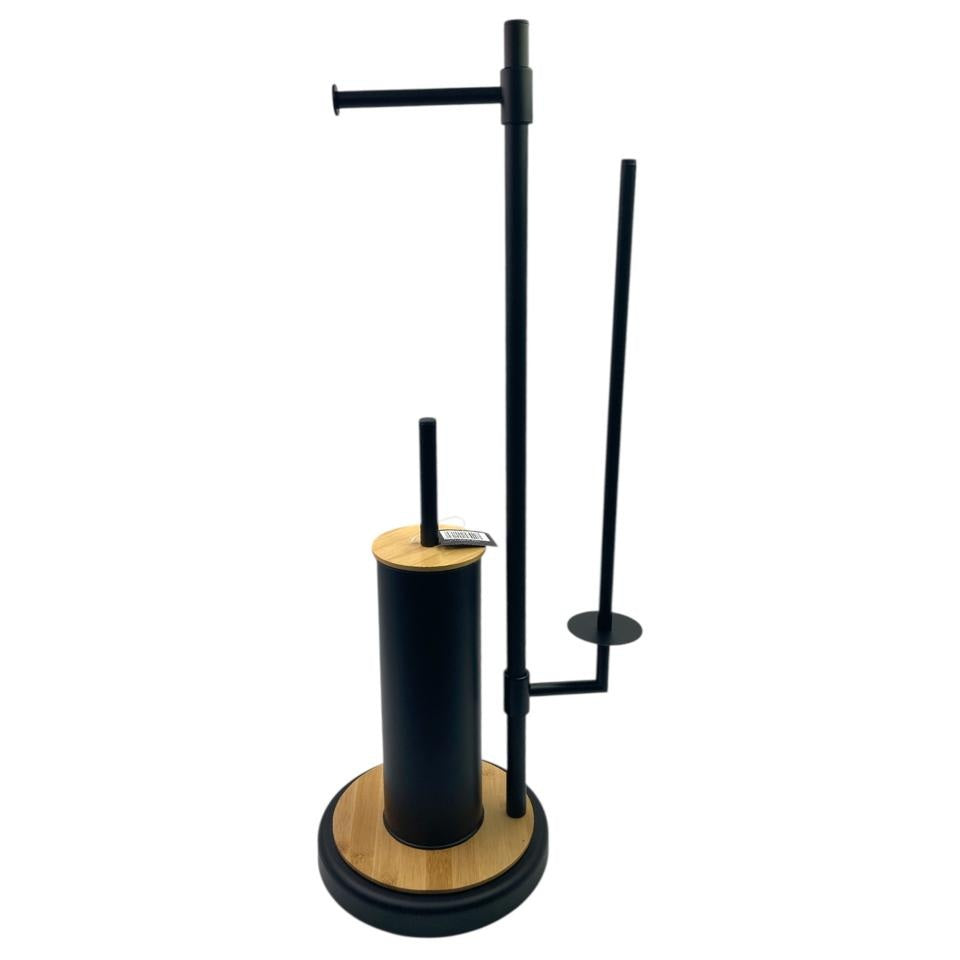 Dosthoff Iron Toilet Brush with Paper Holder Wooden Base