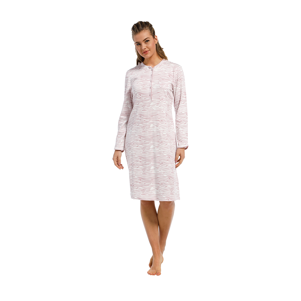 Pastunette Nightgown Interlock In Zebra Pink/White - Medaid International