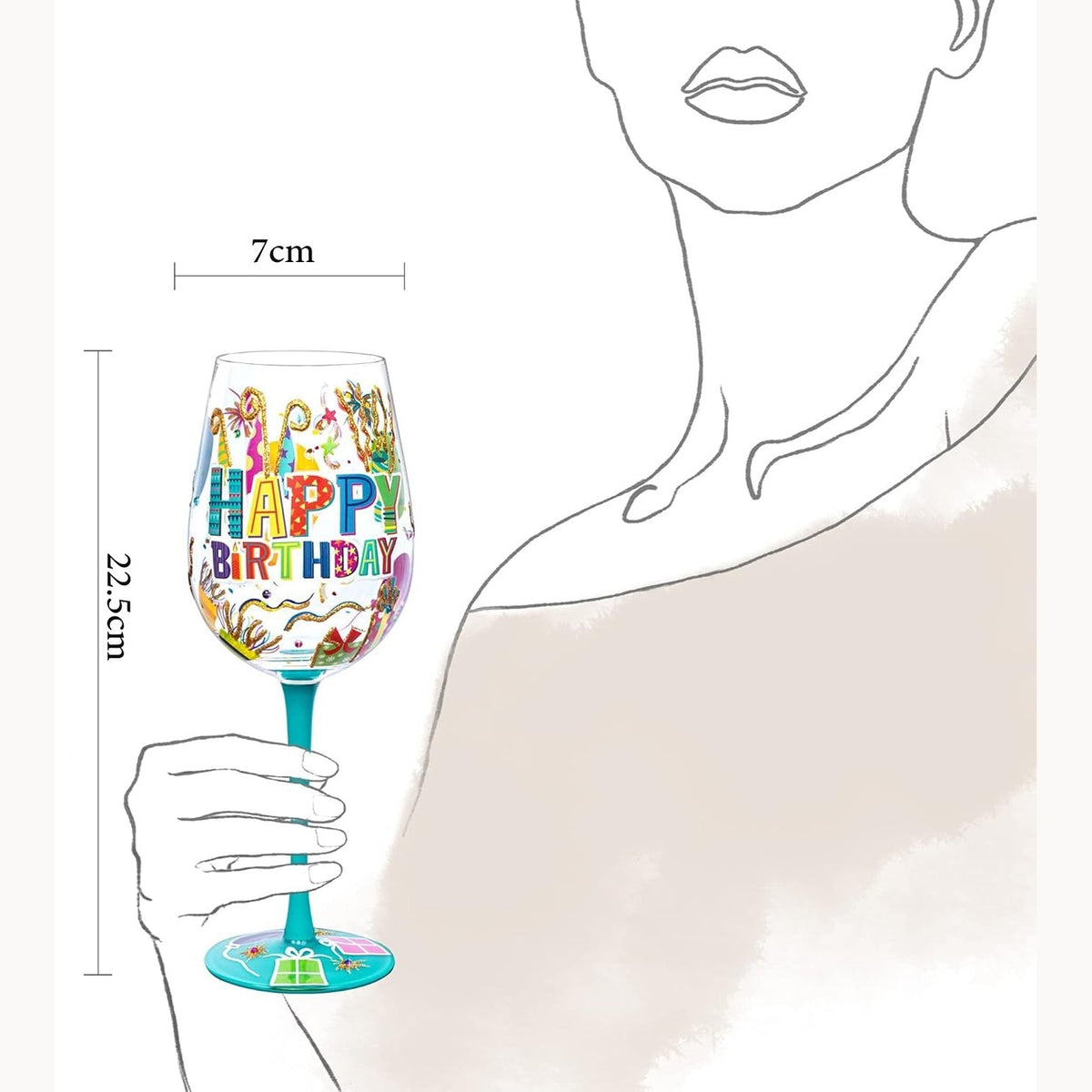 Danny Home Hand-painted Wine Glass Happy Birthday