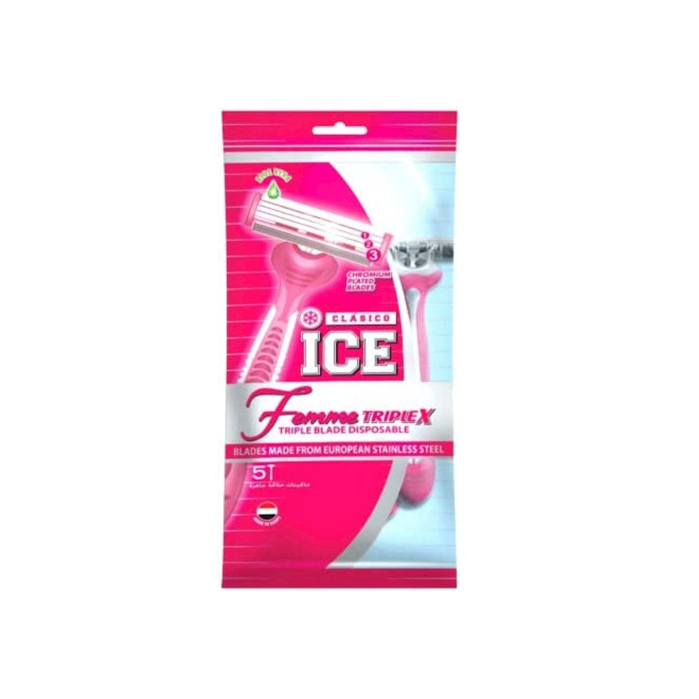 Ice Femme Triplex Disposable Triple Blade Razor For Women (Pouch Of 5 Razors)
