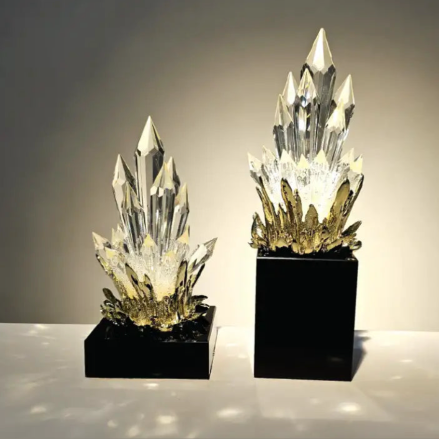 Crystal & Gold Geode Statue Ornament Decoration
