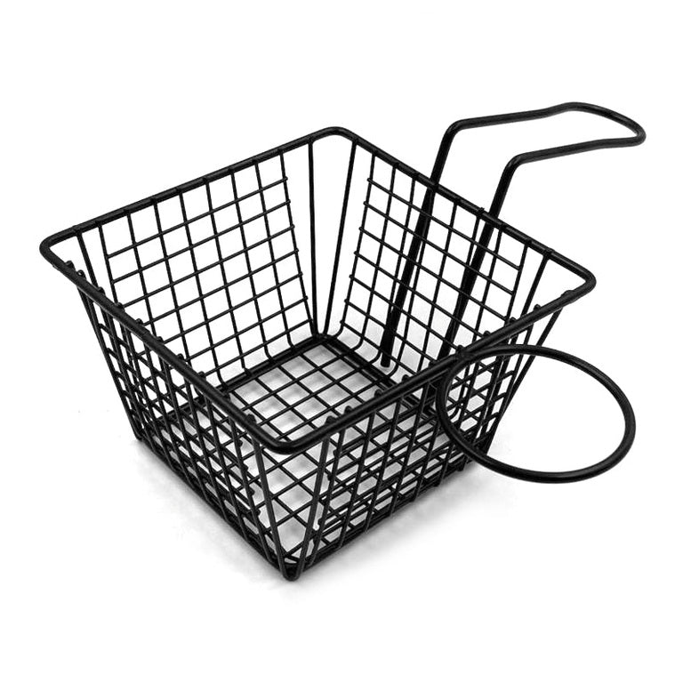 Black Big Squared French Fry Serving Basket 12.5 cm